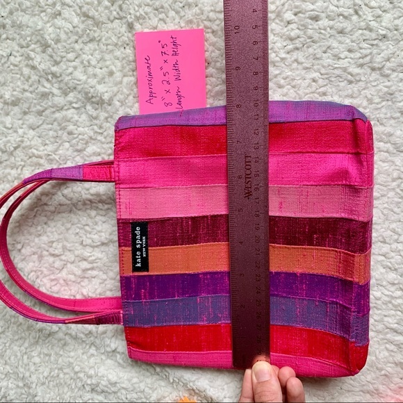 Kate Spade 90s Shantung Top Handle Pink Silk Evening Designer Tote Purse Barbie - Picture 14 of 16